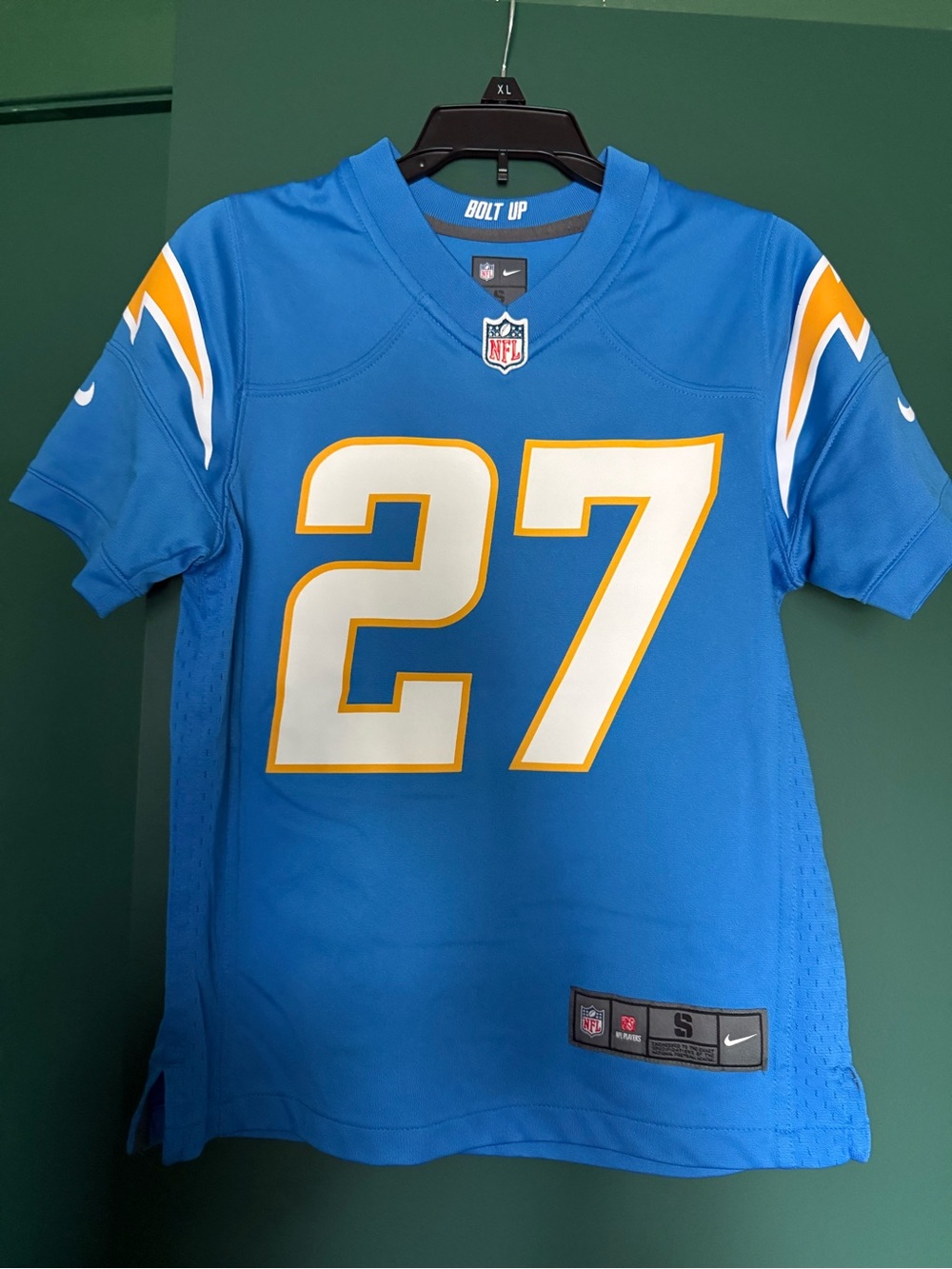 Nike Blue Los Angeles Chargers #27 Boy’s Jersey with White and Gold Accents